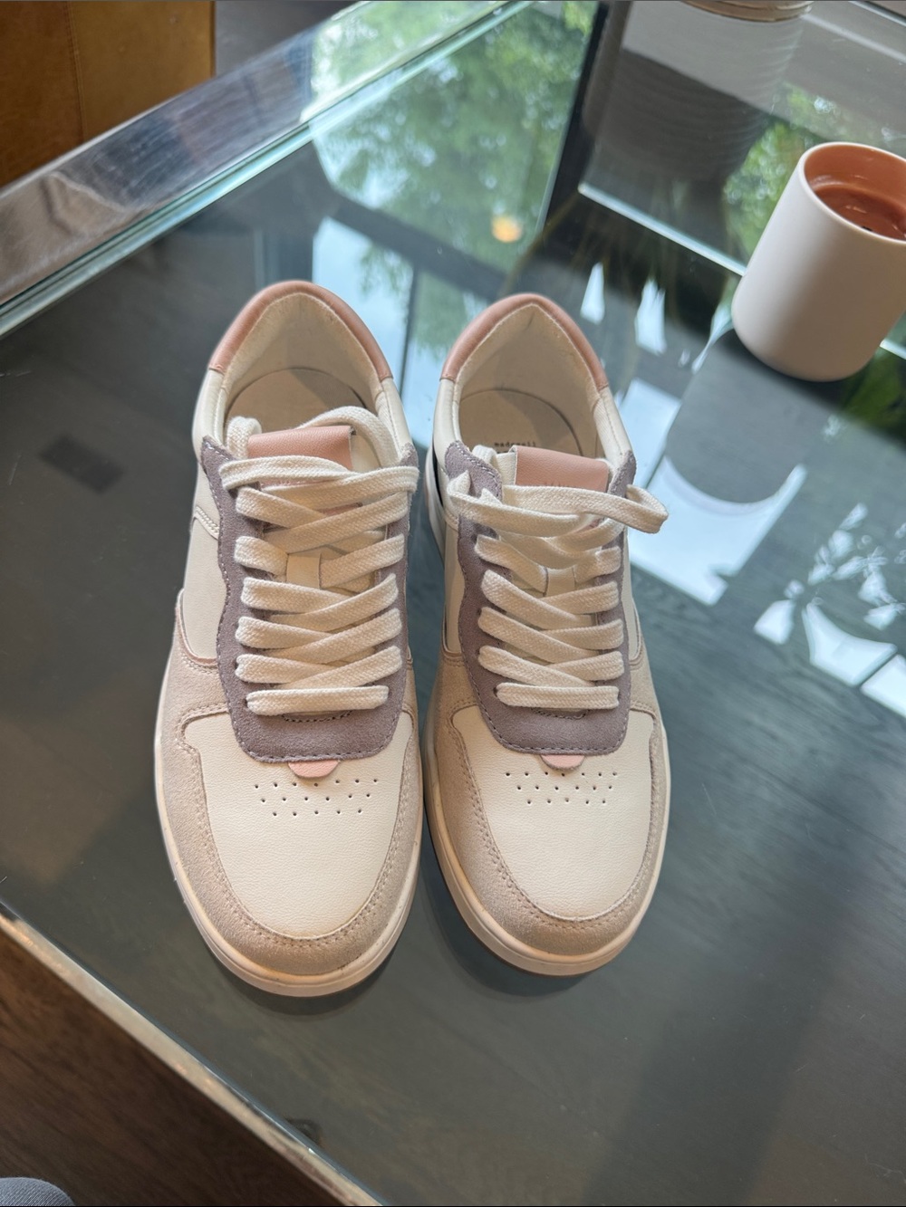 Madewell Women's White and Pink Low-Top Sneakers